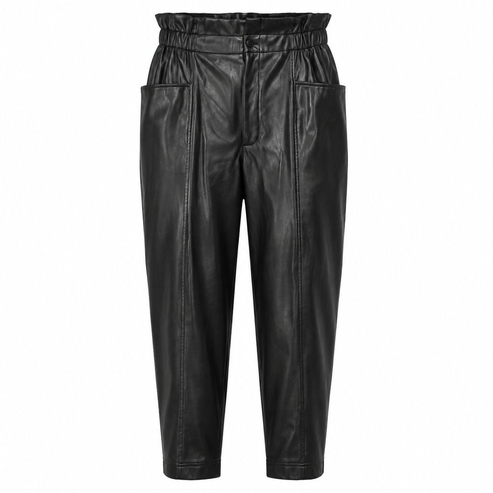 Madewell Faux Leather Pants 14 Black Paperbag Waist Tapered Streetwear Edgy Fakk